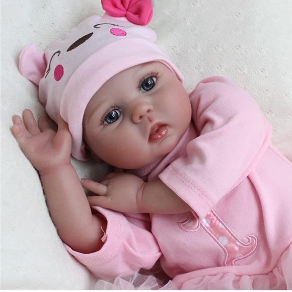 Reborn Baby Dolls 22 Inch Handmade Weighted Newborn with Pink Giraffe Toy​
